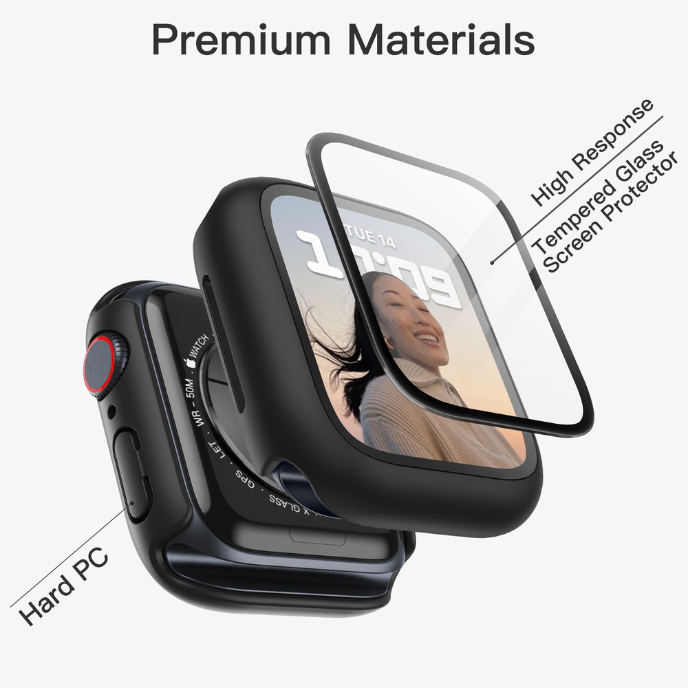 JETech Case with Screen Protector for Apple Watch Series 9 8 7 45mm, 2 Pack