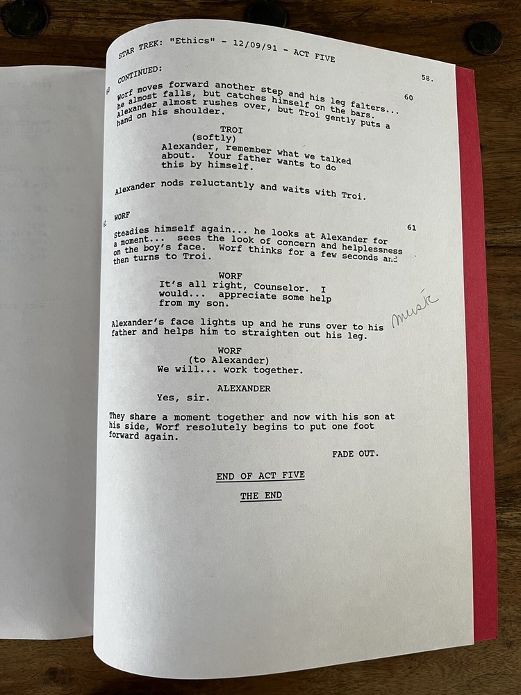 Star Trek: The Next Generation - 'Ethics' Original Final Draft Script (1991)