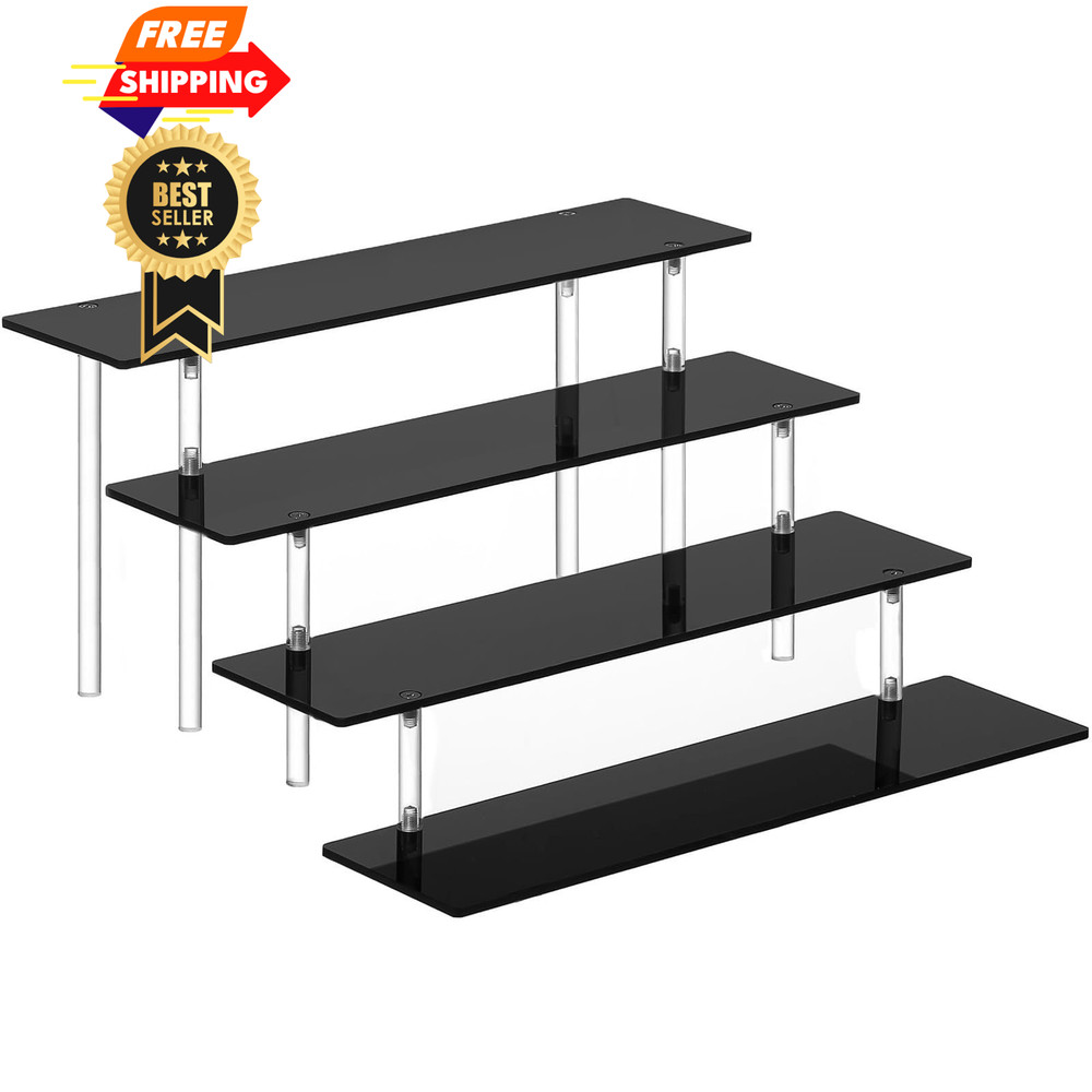 HENABLE 4 Tier Perfume Organizer Stand, Acrylic Risers Display 4-Tier, black