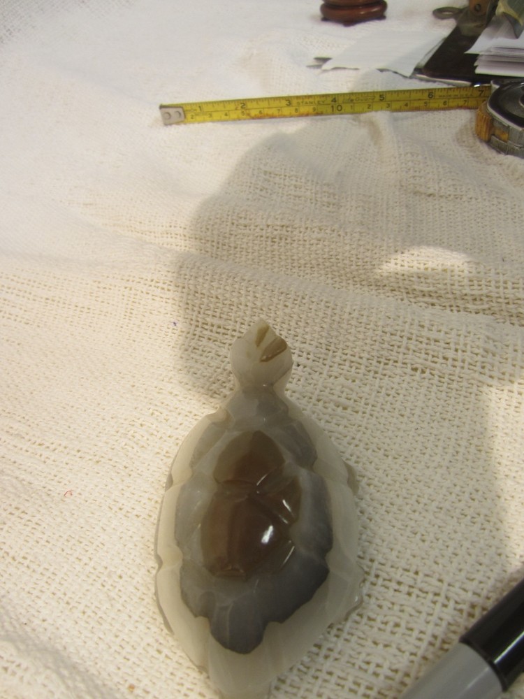 VTG STONE TURTLE, HAND CARVED, MIXED COLORS