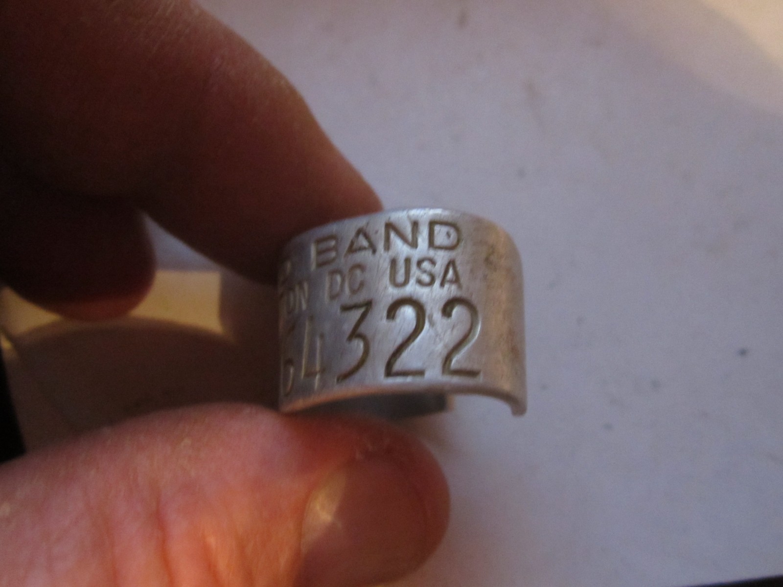 Vintage Bird Leg Band AVISE Write Washington DC USA 748-64322