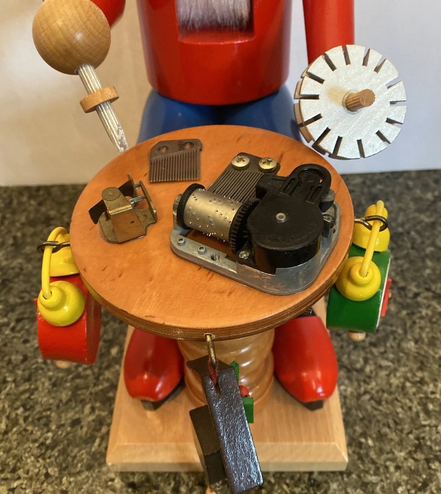 VTG Steinbach Clock Maker Sitting Nutcracker Germany Musical God Bless America