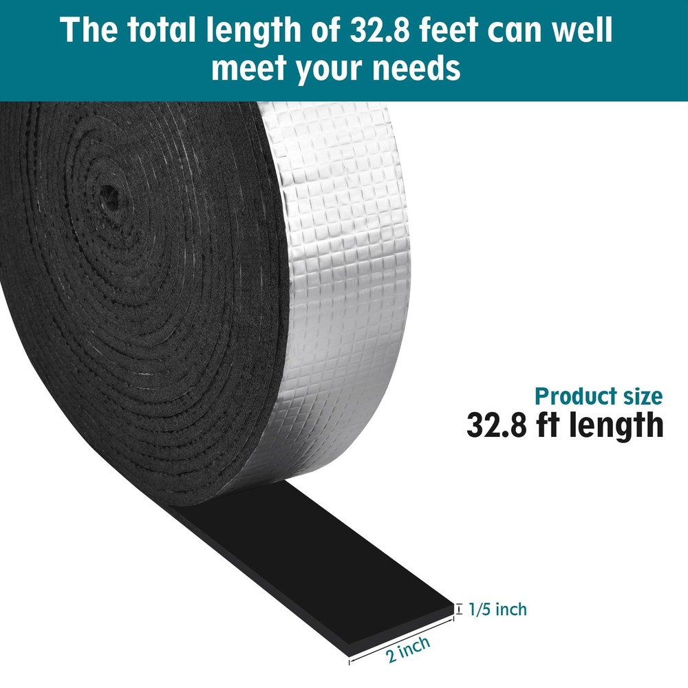 Pipe Wrap Insulation - 33 ft Outdoor Foam Tape Self Silver