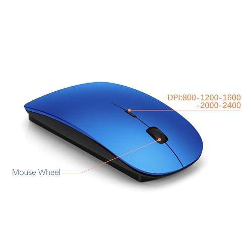 Wireless Keyboard and Mouse Ultra Slim Combo, 2.4G Silent Compact Blue Black