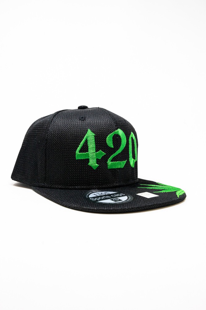420 Leaf Snapback Black Hat