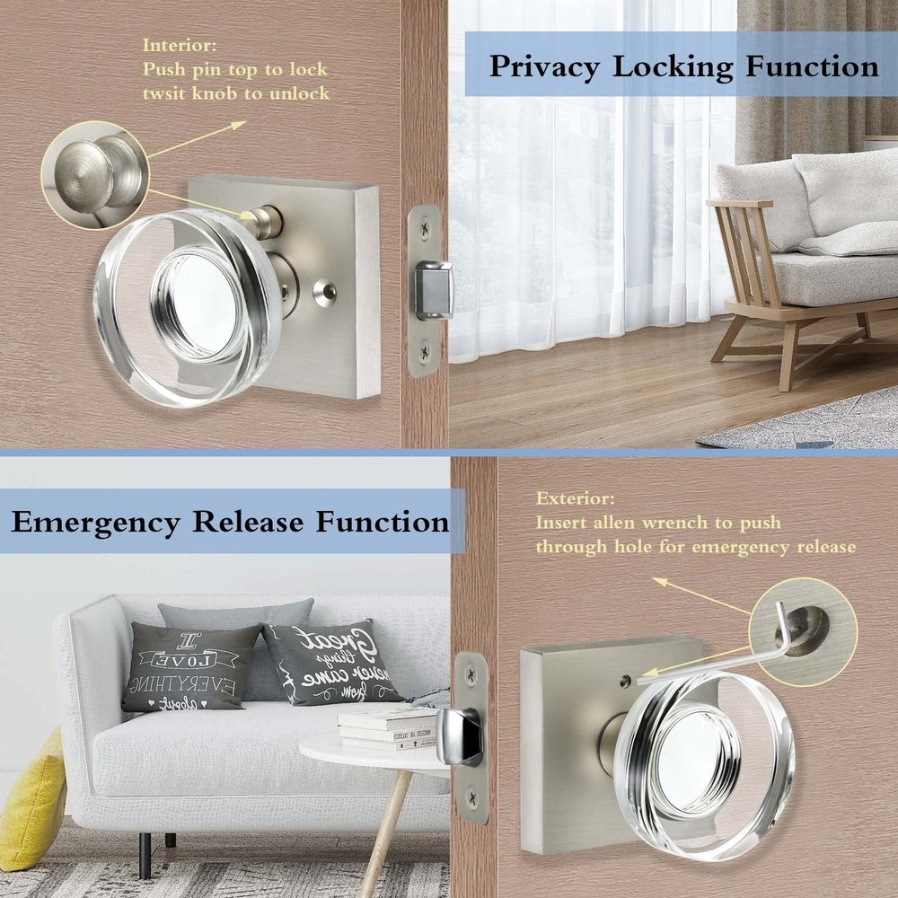 Crystal Door Knobs Brushed Nickel Door Knobs Interior Privacy Door Knobs with...