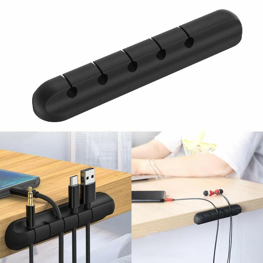 Durable Silicone Self-Sticking Desktop Cable 5-Cord Organizer