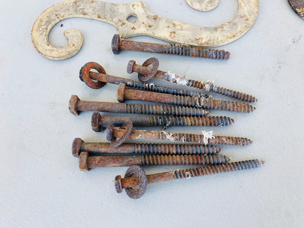 Architectural Scroll Plate Anchor Salvage Primitive Building Tie Lot