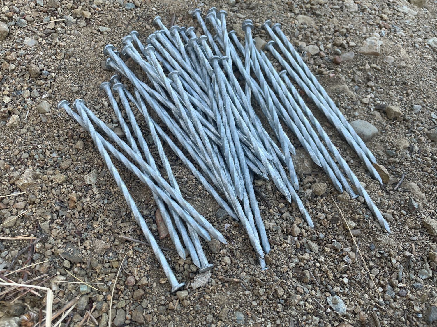 Sandbaggy 6 inch Galvanized Artificial Turf Nails - Spiral Landscape Spikes