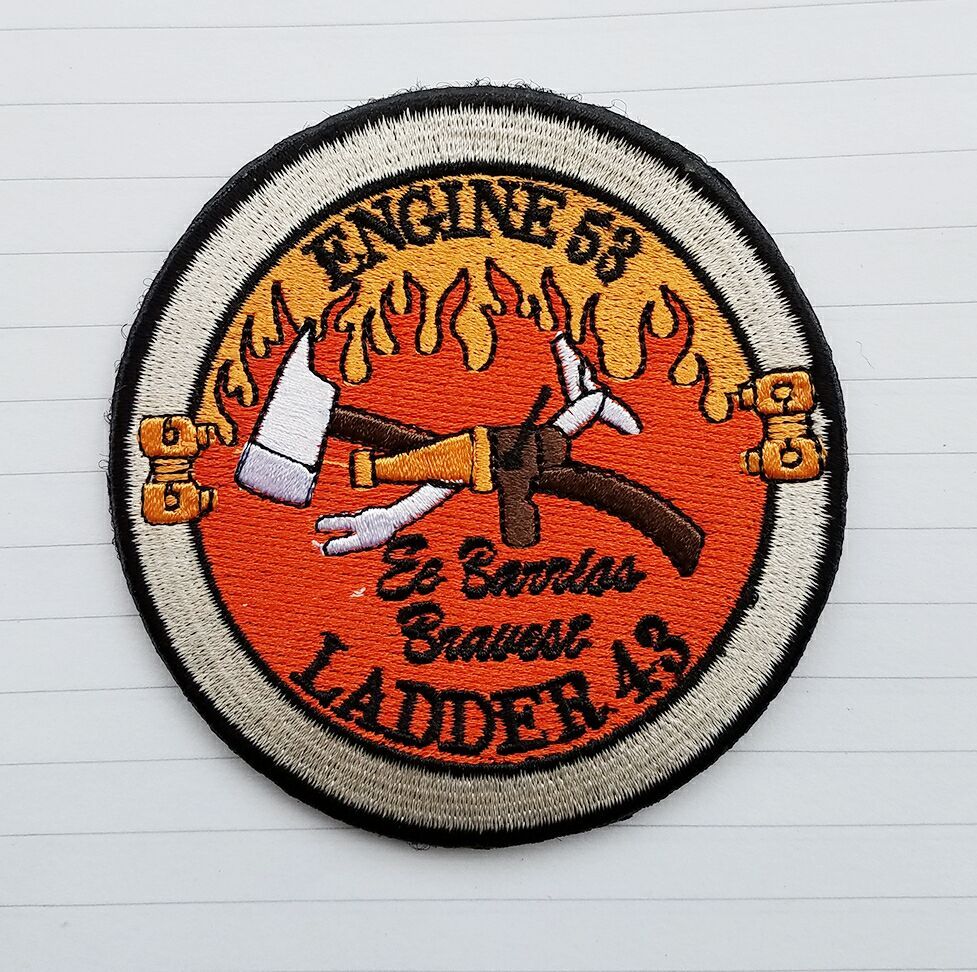 LADDER 43 ENGINE 53 FIRE MILSPEC U.S. ARMY TACTICAL BADGE HOOK PATCH *01