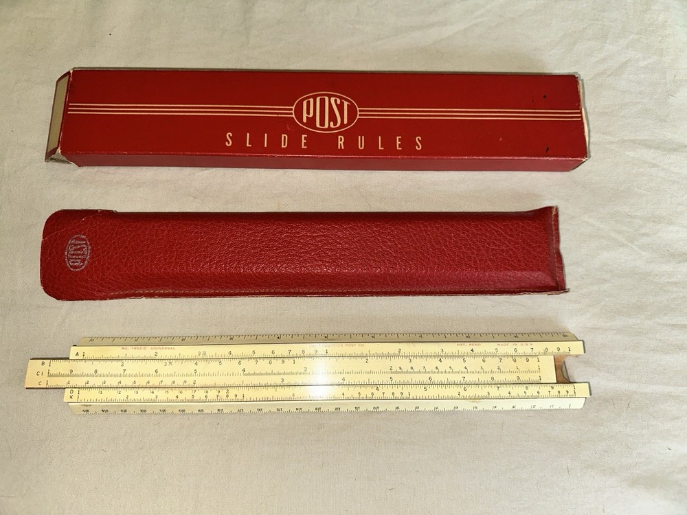 Vintage Frederick Post Slide Rule Model 1452-D Universal w Red Case