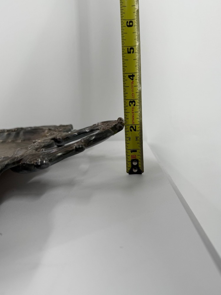 Vintage Silver Plated Copper Silver On Copper Ornate Engraved Serving Tray-25"