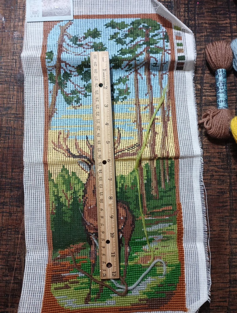 Denmark Ooe Needlework Canvas Deer Kit Wool Started