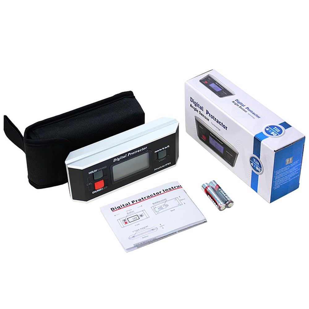 Black V-Groove Digital Angle Finder with Backlight Display - High-Precision I...