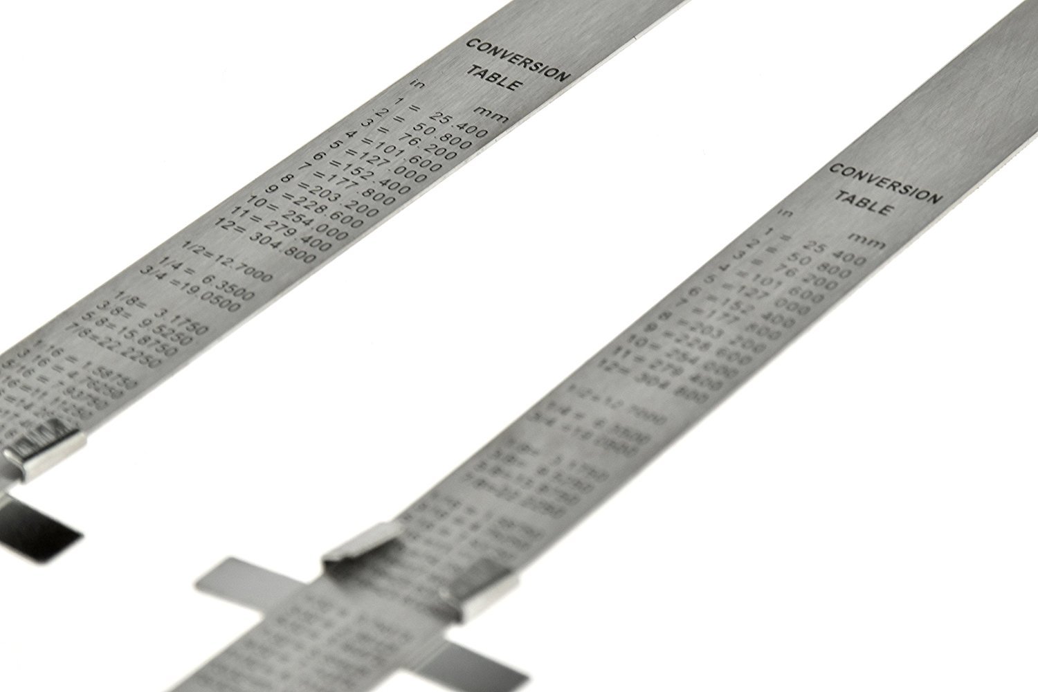 2pc 6" Stainless Steel Pocket Measuring Ruler with Clip Metric & SAE 1/2" Wide