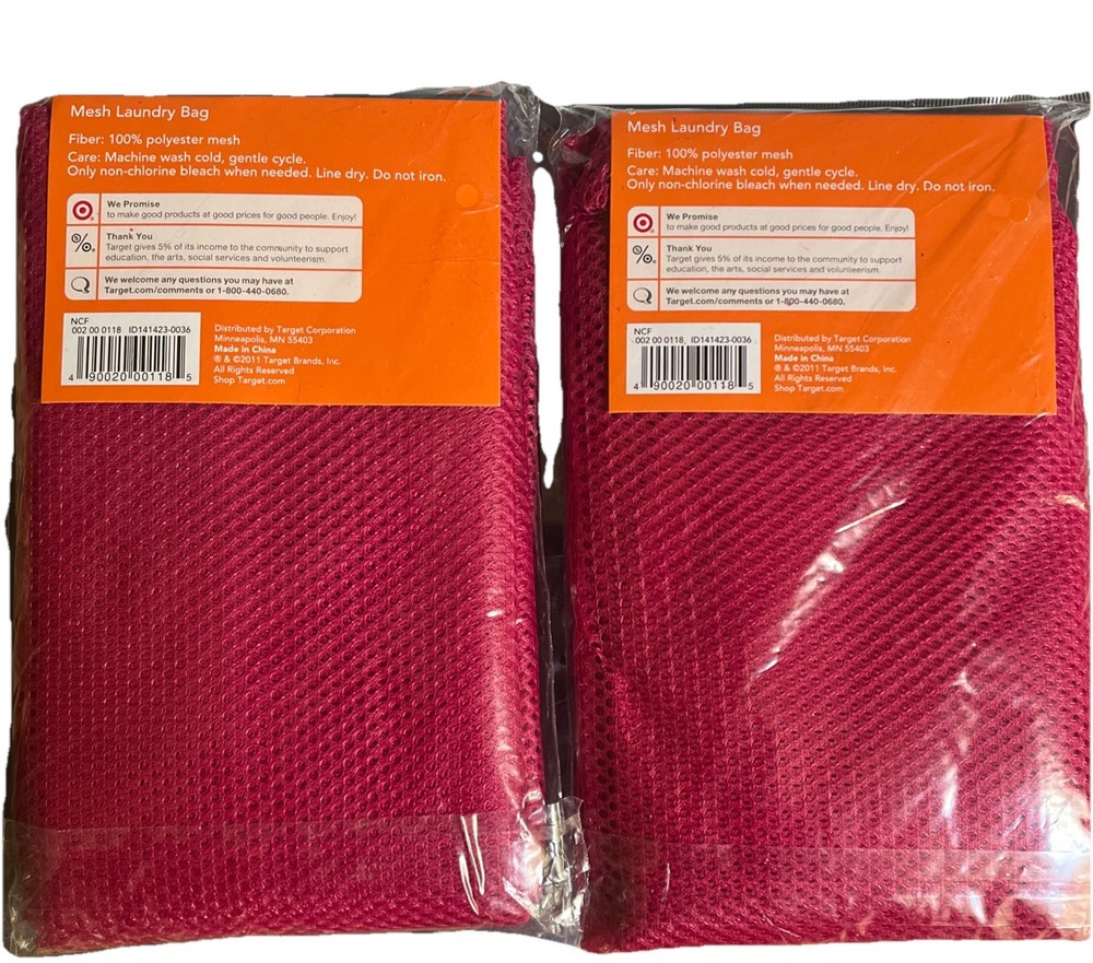 Room Essentials Mesh Laundry Bag 36in. x 24in. Large Drawstring Raspberry Red 2x