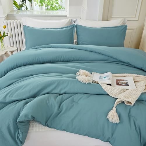 Comforter Size, 3 Pieces Lightweight Solid Bedding Set, All Full Grayish Teal