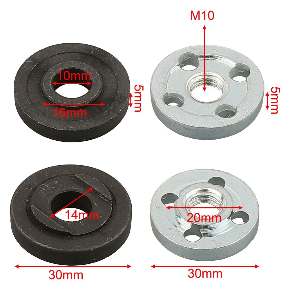 M10 Thread Angle Grinder Metal Pressure Plate Inner Outer Flange Nut Set Tools