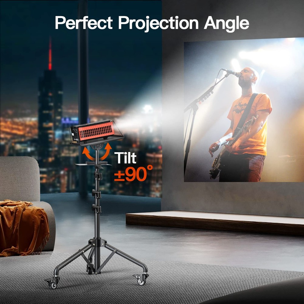 Amada Projector Stand with Wheels, Height Adjustable Rolling Stand with Tray,...