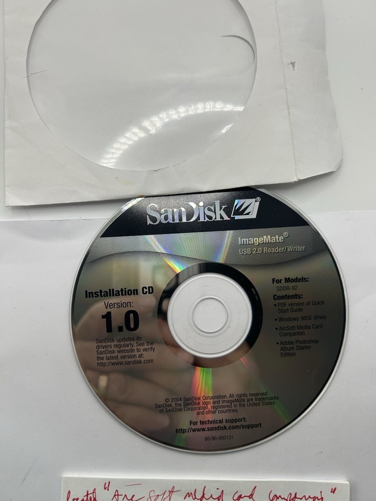 PC CD Disc Sandisk Digital Audio Player Installation Version 1.0