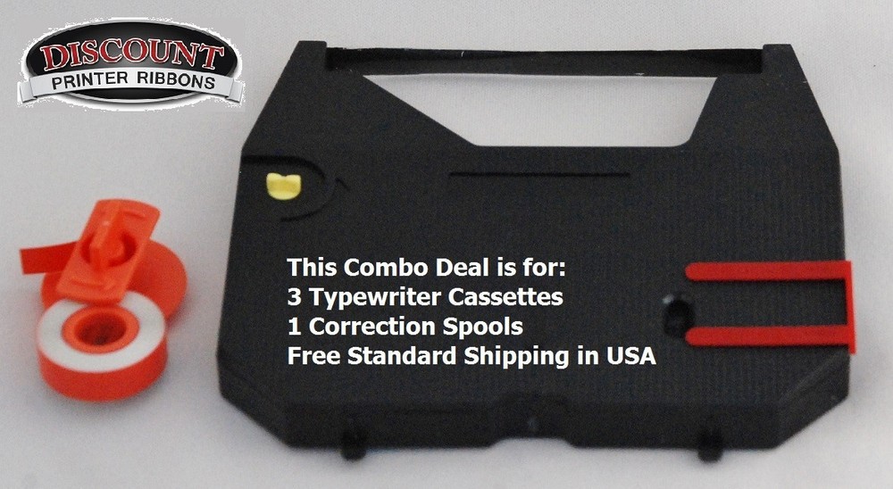 Olivetti RT7500 3 Pack Typewriter Ribbon Cartridge + Correction Tape Value Pack