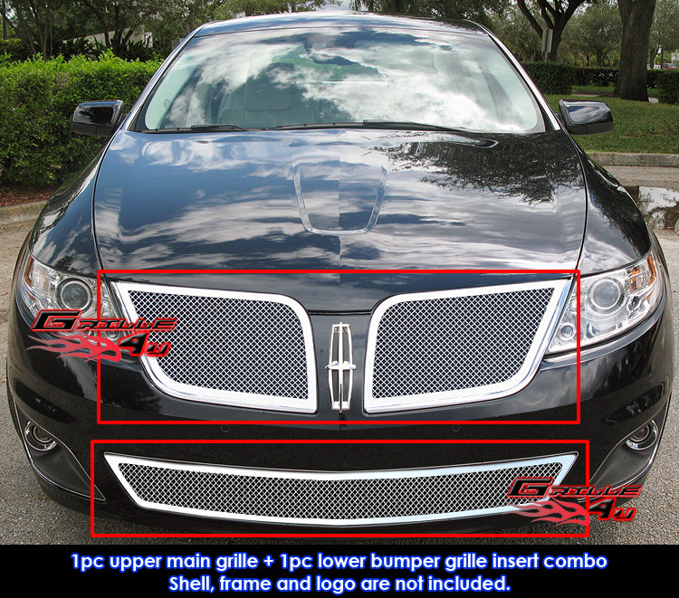 Stainless Steel 1.8mm Mesh Grille Combo For 09-10 Lincoln MKS