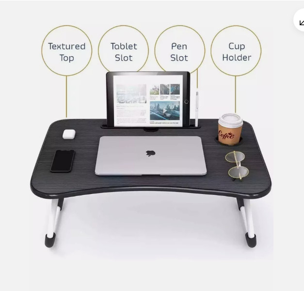 Foldable Laptop Table, Portable Lap Desk Bed Table Tray