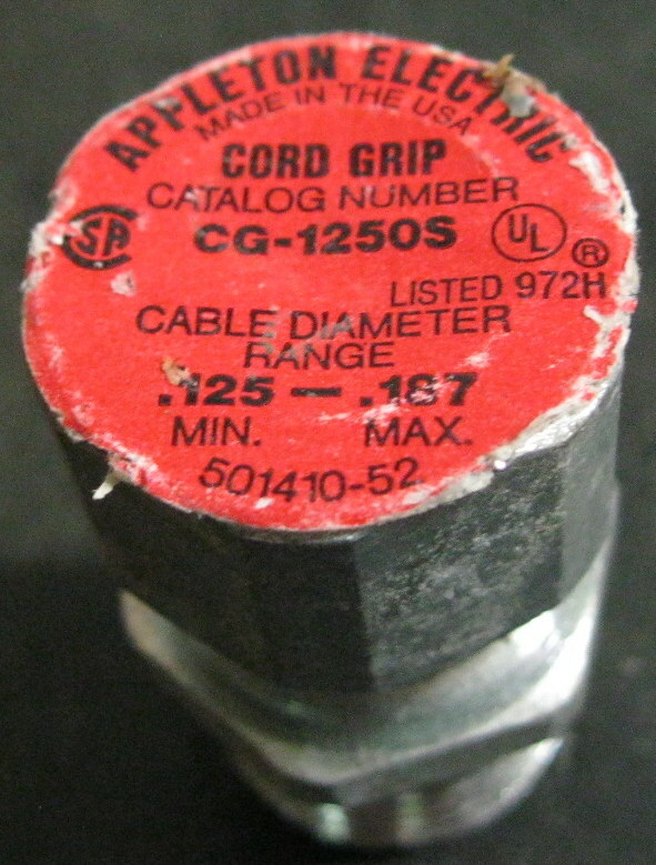 Appleton  CG-1250S Cord Grip .125-.167 Diameter Range
