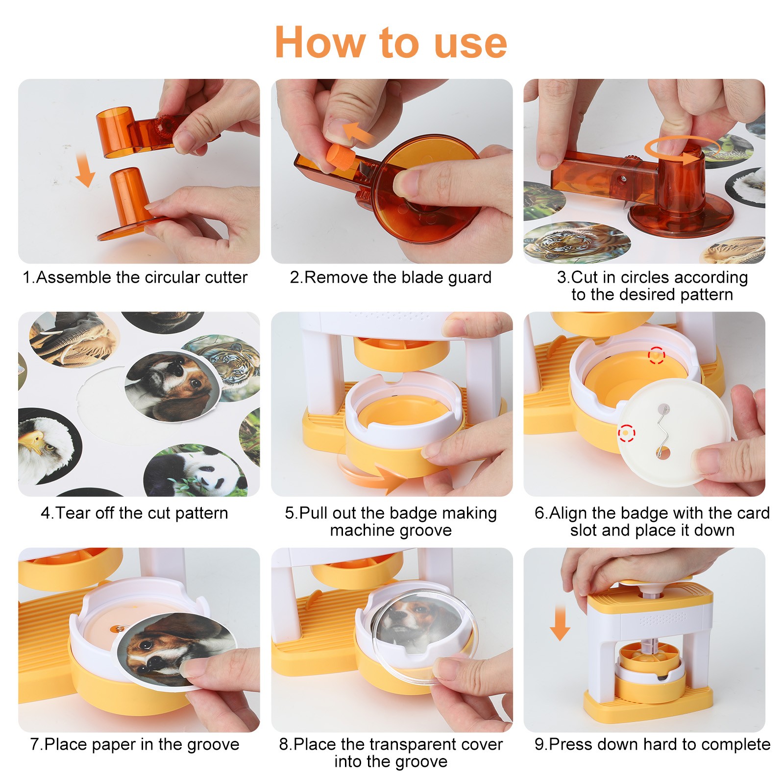 Pin Badge Maker Machine Press Kit with 48 Images No-Mount Design for DIY Crafts