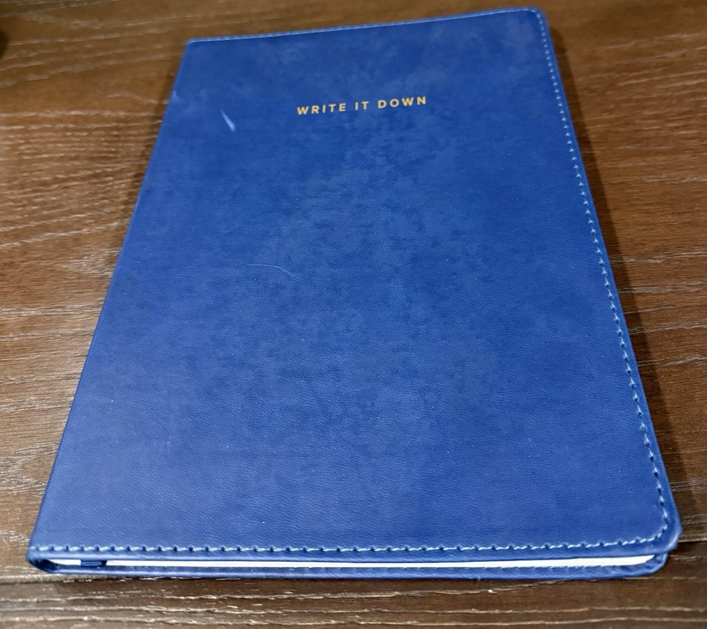 Write It Down Blue Blank Journal Notebook - "WRITE IT DOWN" Cover