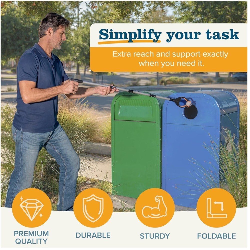 36" Folding Grabber Tool + Magnets for Elderly & Disabled