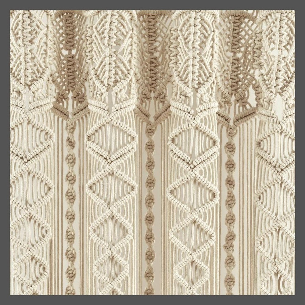 84"x40" Boho Macrame Sheer Window Curtain Panel Neutral - Lush Décor