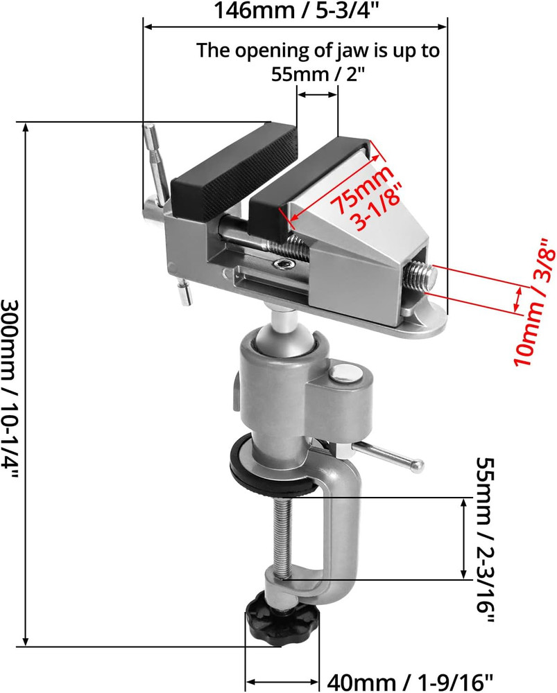 3" Universal Tabletop Clamp Vice Tilts Rotate 360°, Portable Work Bench Vise for