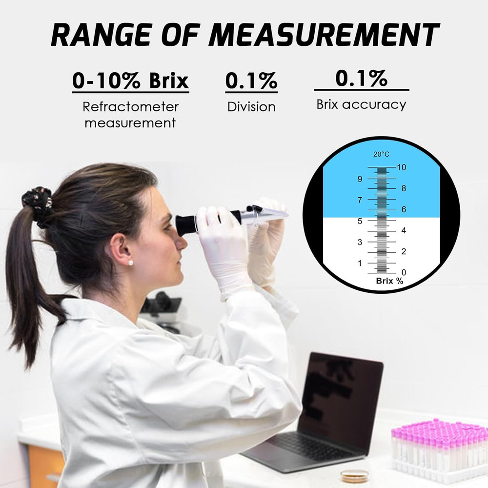 0-10% Brix Refractometer for Testing Sugar Content Maple Sap Syrup, Low-Conce...