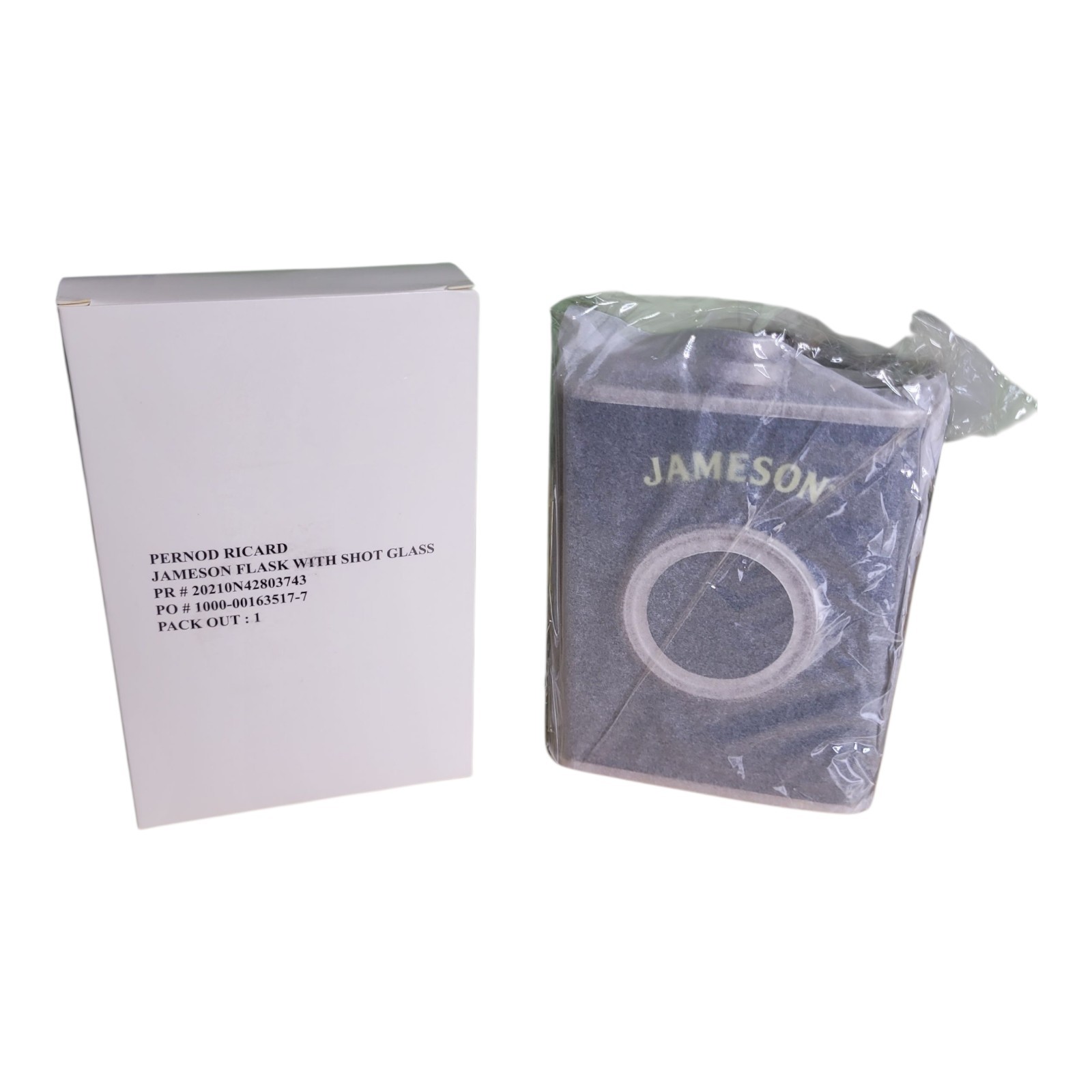 New Jameson Irish Whiskey Flask with Collapsible Shot Glass Stainless Steel Gift