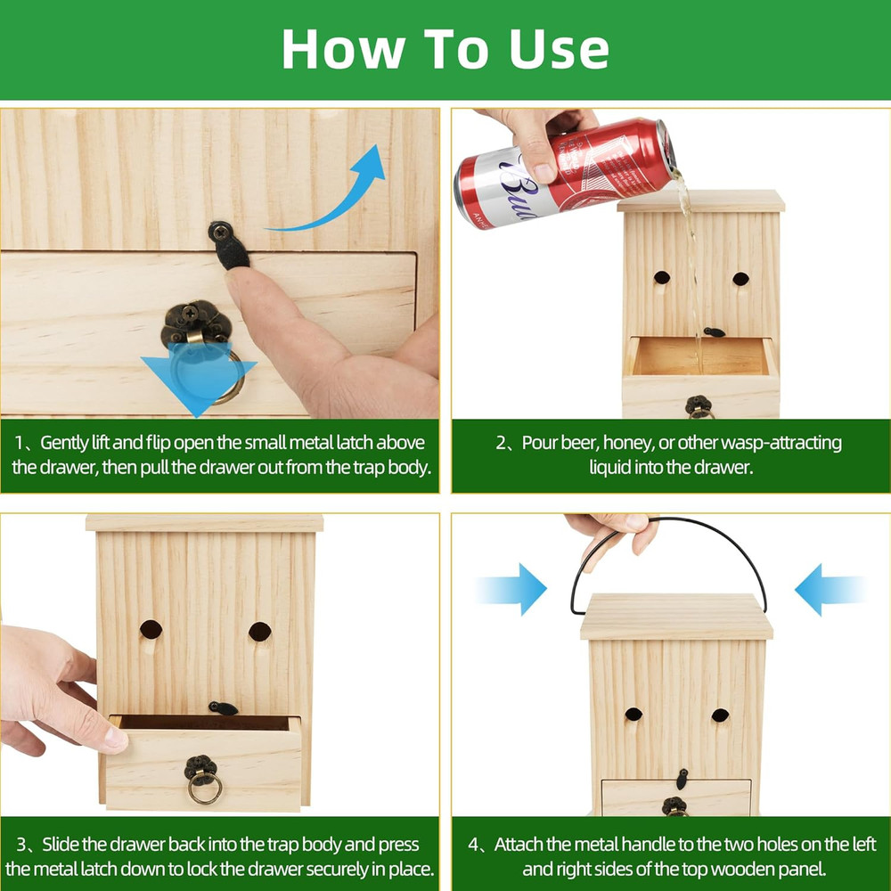 Carpenter Bee Traps for outside 2PACK– Durable, Weather-Resistant, Eco-Friendly