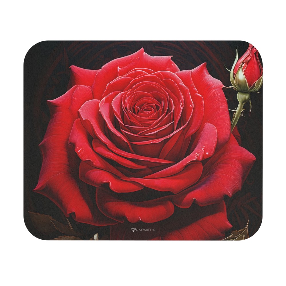 Velvet Bloom Mousepad - Red Rose Elegance