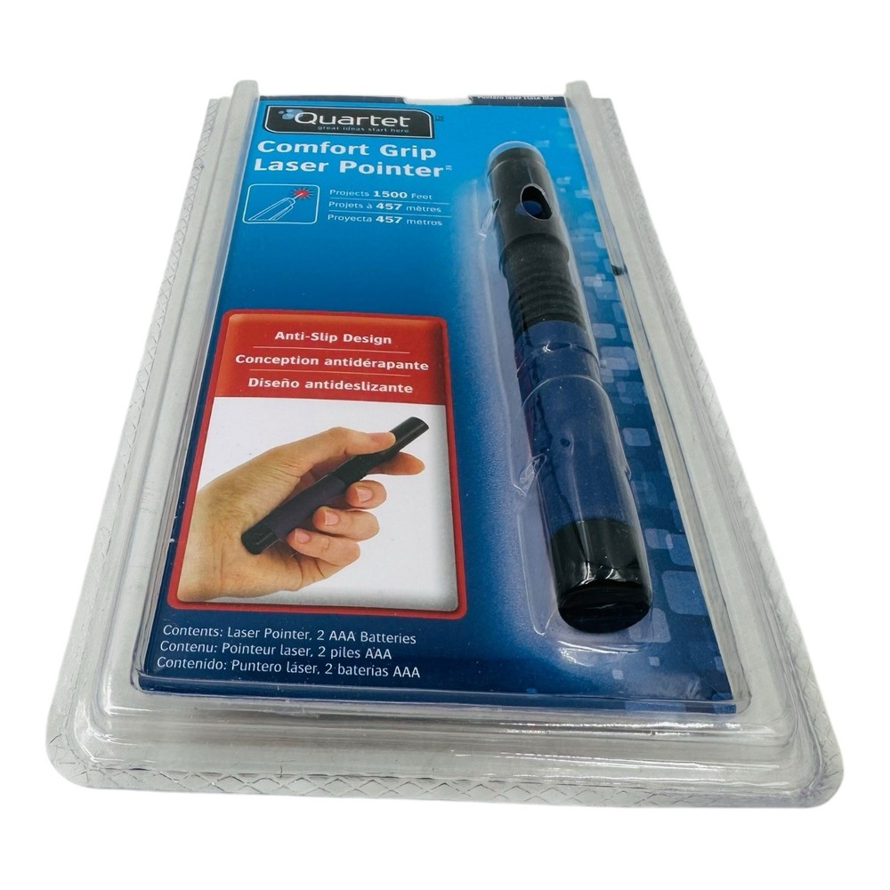 Quartet Comfort Grip Laser Pointer Class 3A Projects 1,500 ft Max Projection