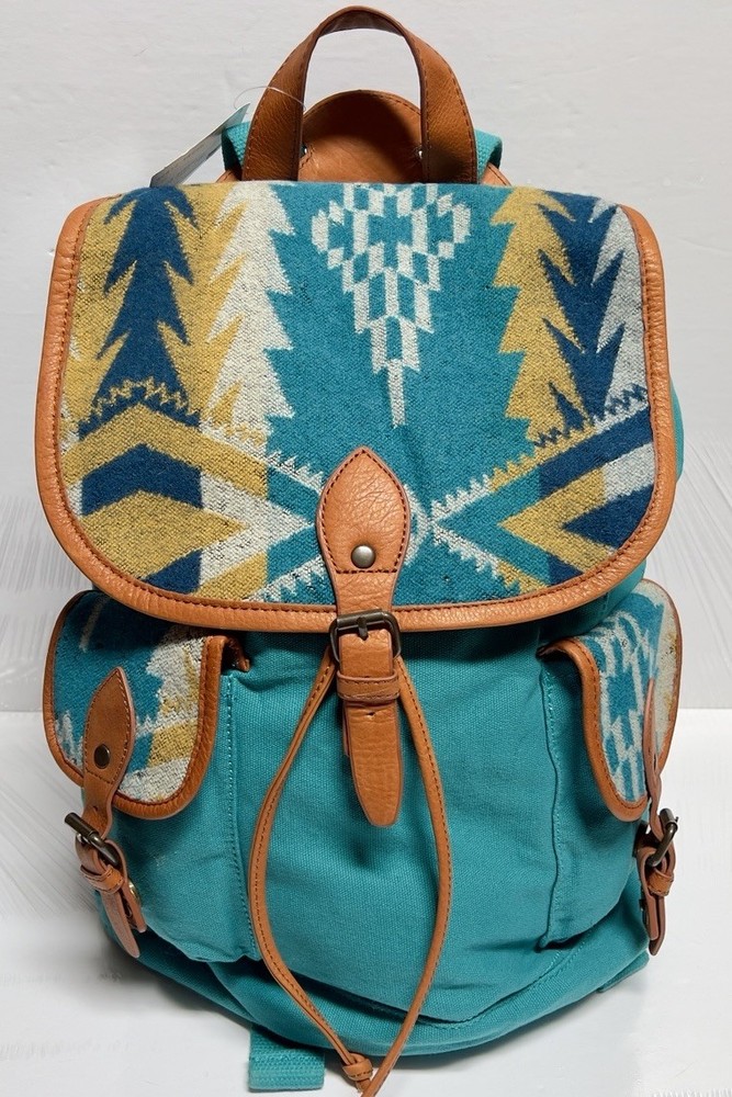 New Pendleton SUNSET PASS  Southwestern TURQUOISE Drawstring Backpack Rucksack