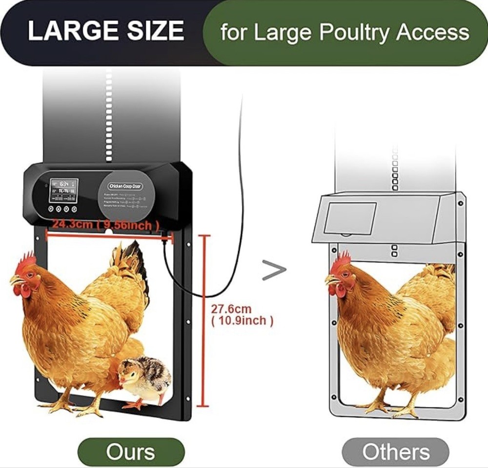 Large Size Automatic Chicken Coop Door Solar Powered LCD Dispaly & Light Sensor