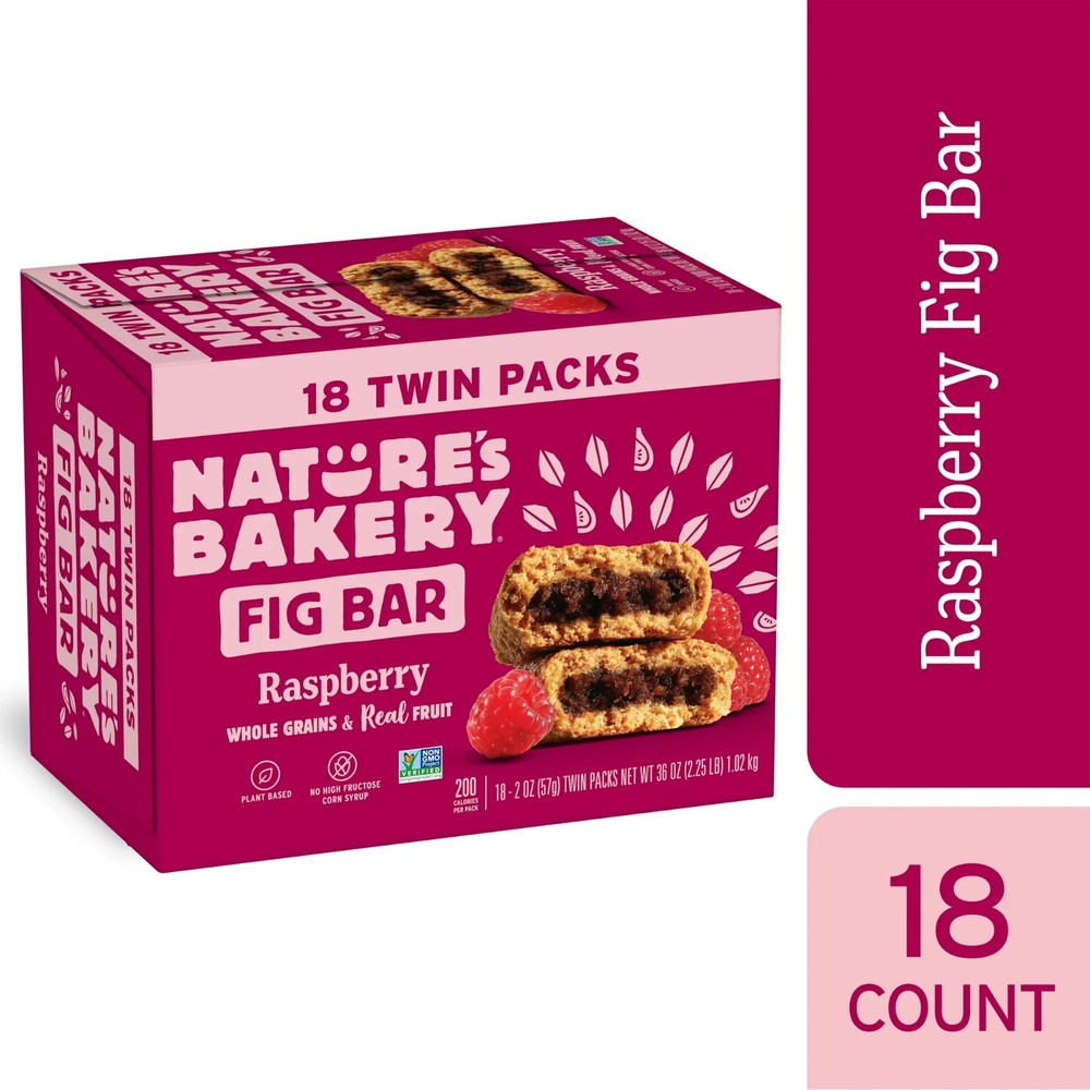 Nature’s Bakery Raspberry Fig Bars 2 oz Twin Packs 18 Count Box