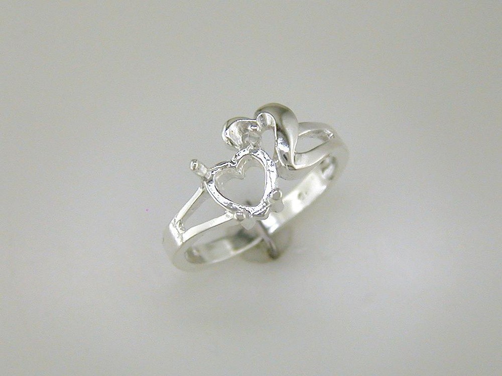 8 mm Heart Shadow Ring Setting Sterling Silver