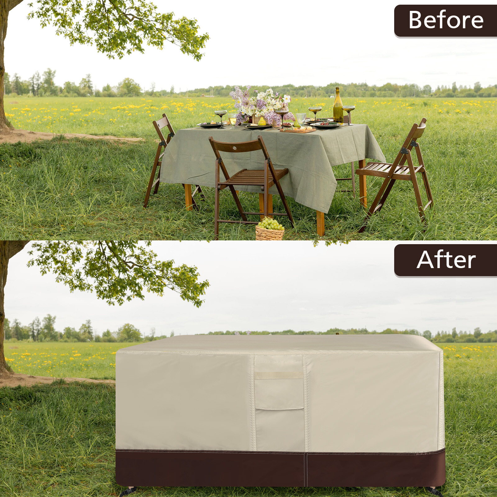 Upgrade Outdoor Furniture Cover Heavy Duty Waterproof Patio Table Cover 3-Color