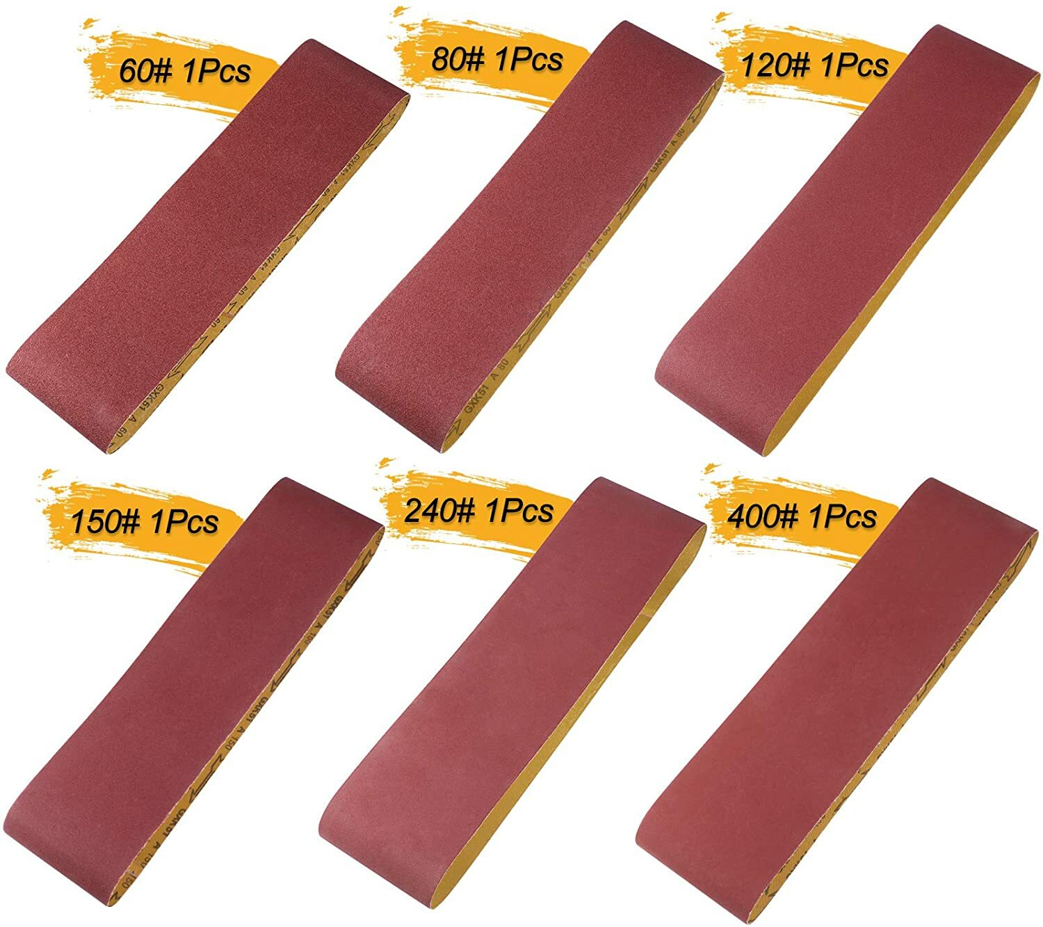 6 PACK 6x48 inch Sanding Belts 60 80 120 150 240 400 Grit Belt Sander Sandpaper