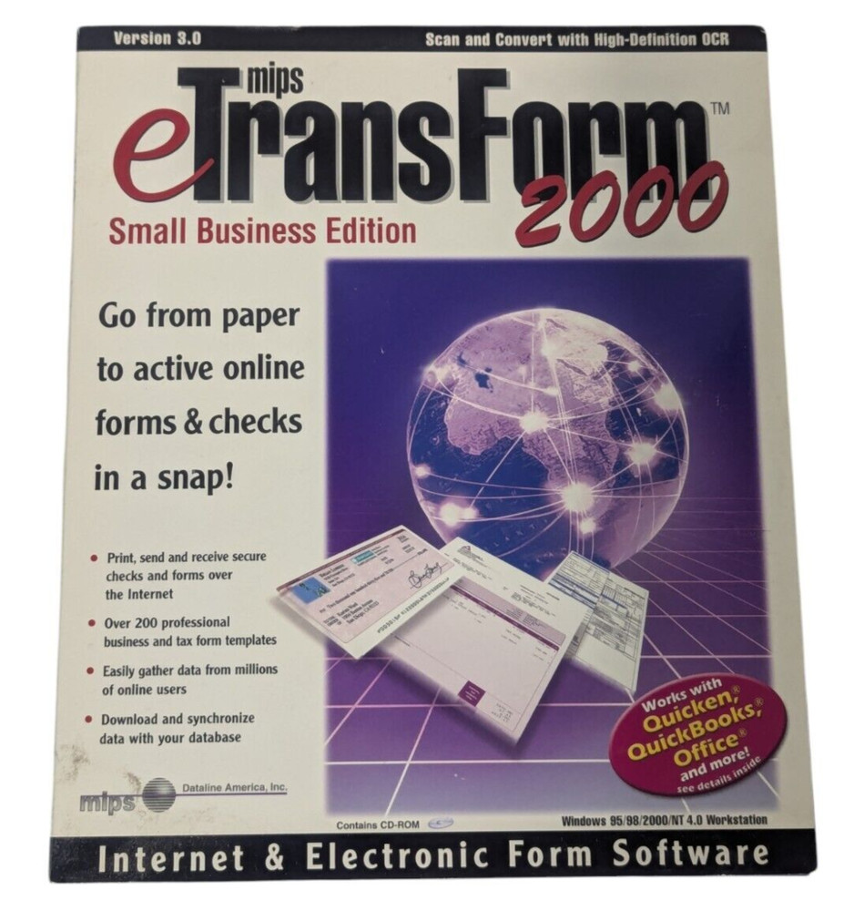 MIPS eTransform 2000 Small Business Edition 3.0 Software PC 95/98/2000/NT NIB