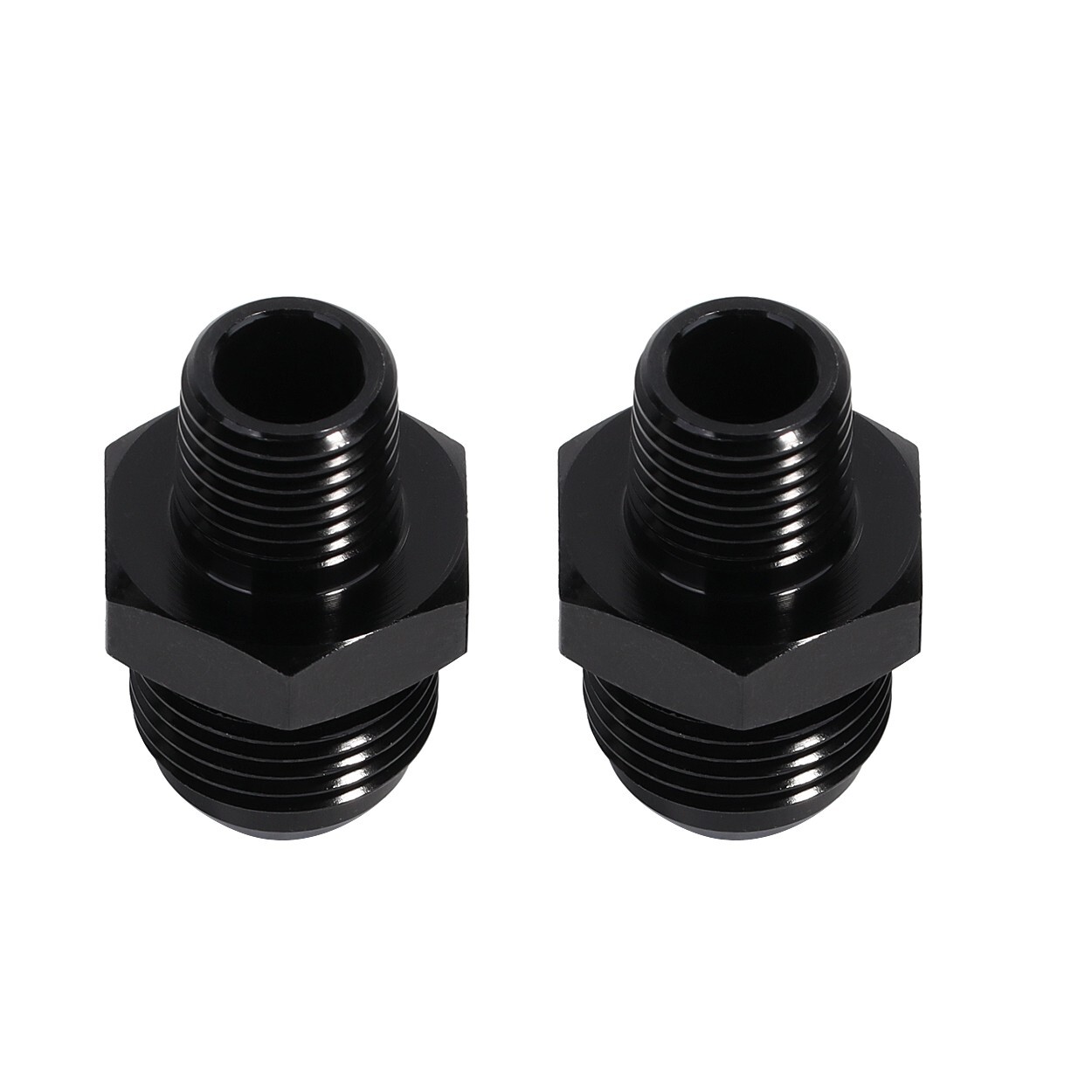 1/2" NPT to 6AN Fitting Male Straight Fittings Adapter Aluminum Black 2Pcs