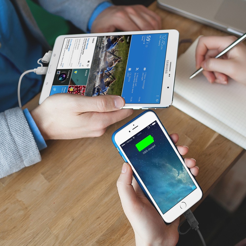 iLuv ICB267 2-in-1 SYNC/CHARGE Lightning Cable with Micro USB for Apple/Android.