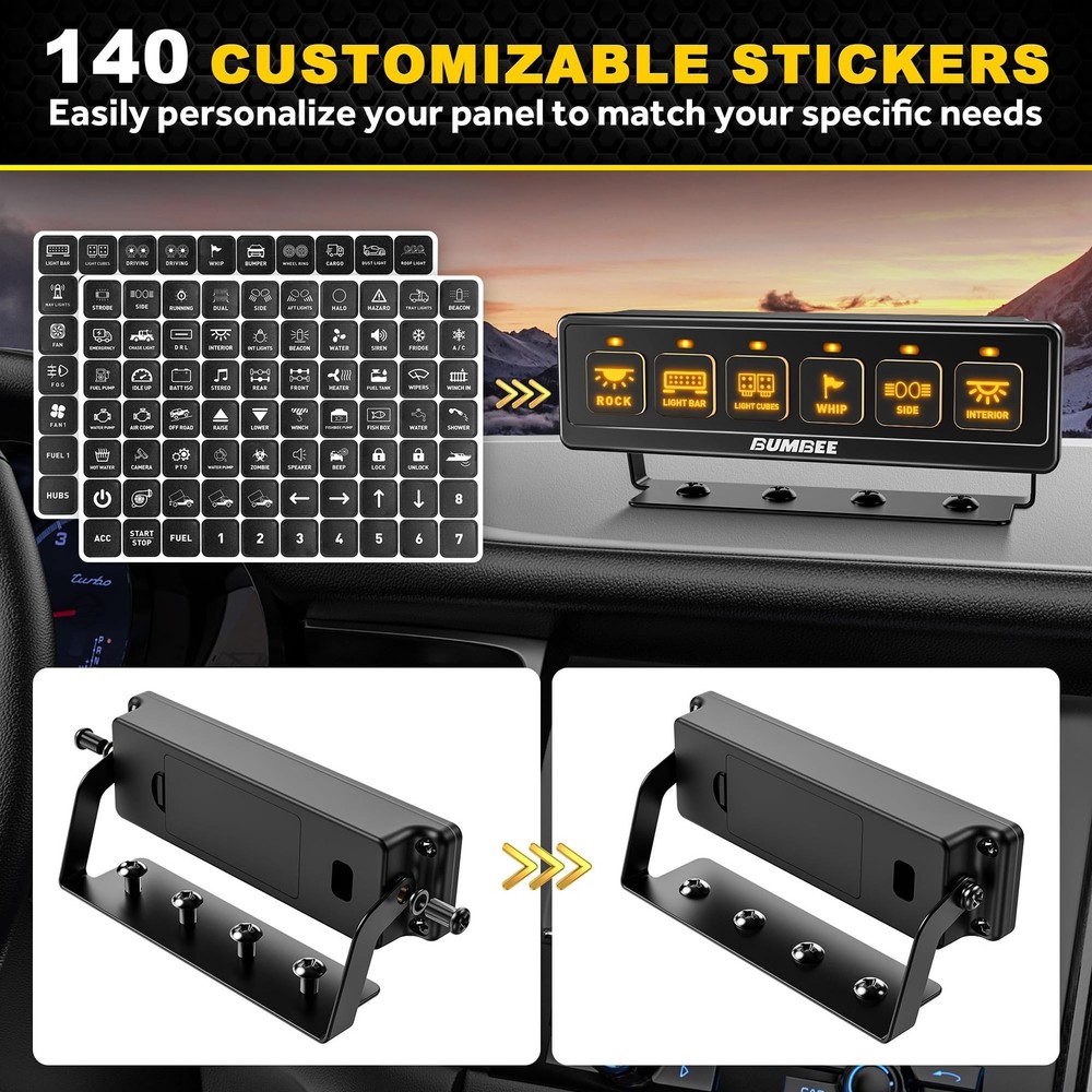 Bumbee 6 Gang Wireless Switch Panel, Multi-Function Toggle Switches, 80A High...