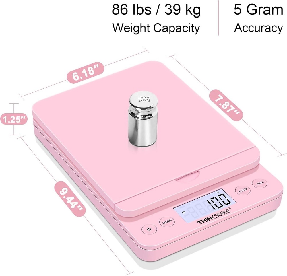 Shipping Scale 86lb/0.1oz Postal Scale-Candy Pink Style Hold/Tear Function