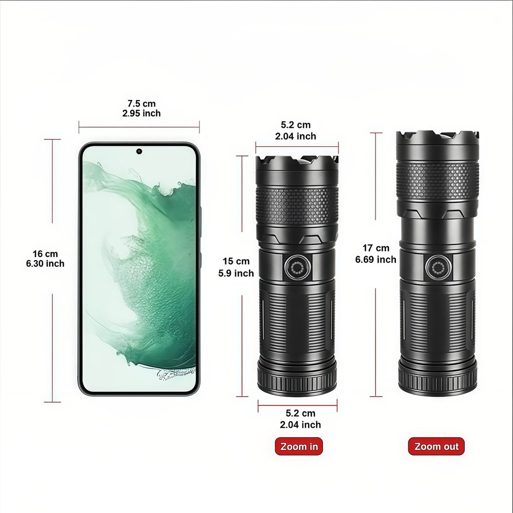 99000000 Lumen Super Bright LED Flashlight Rechargeable Tactical LED Work Light